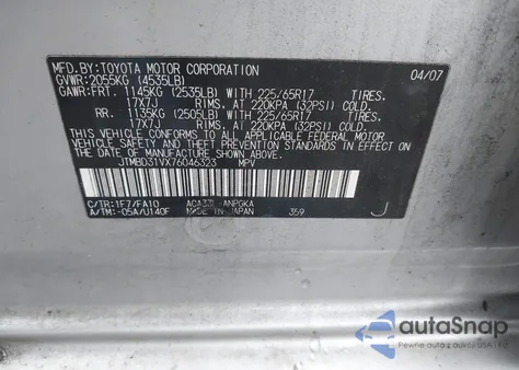 2007 Toyota Rav4 Limited from USA, damaged, VIN JTMBD31VX76046323